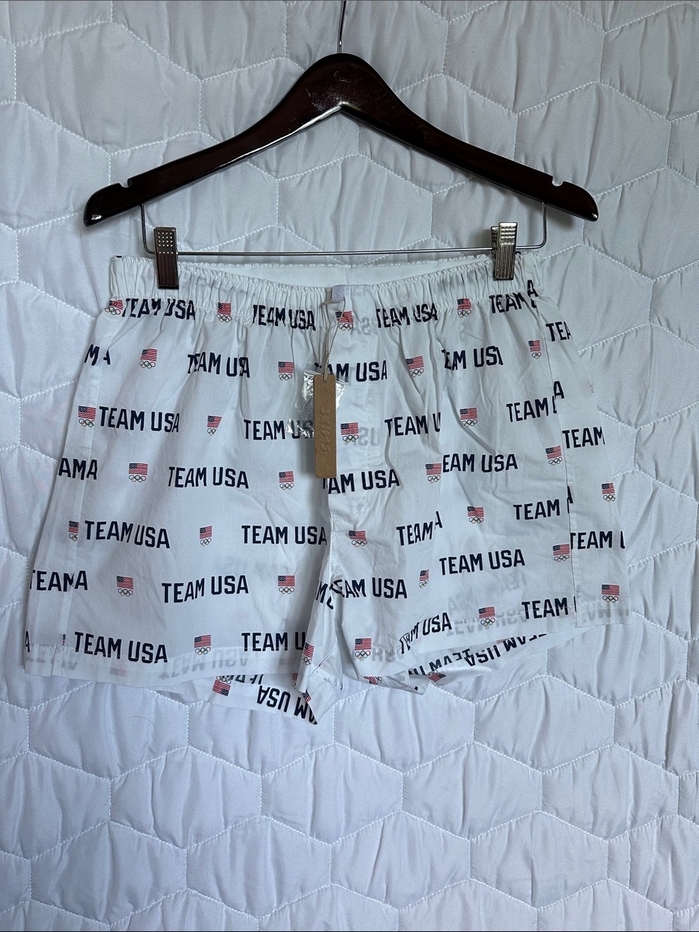 SKIMS White "TEAM USA" Printed Lounge Shorts